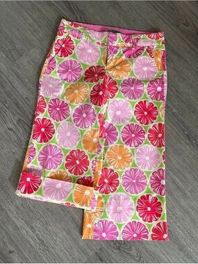 Lilly Pulitzer women Pink, Orange, Red, Green Floral Crop Pants Size 0